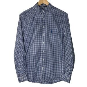 Johnnie O Blue Mens Gingham Check Button Down Shirt Long Sleeve‎ Size Small